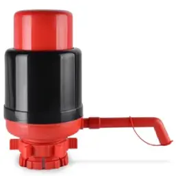 A red and black water pump on a white background